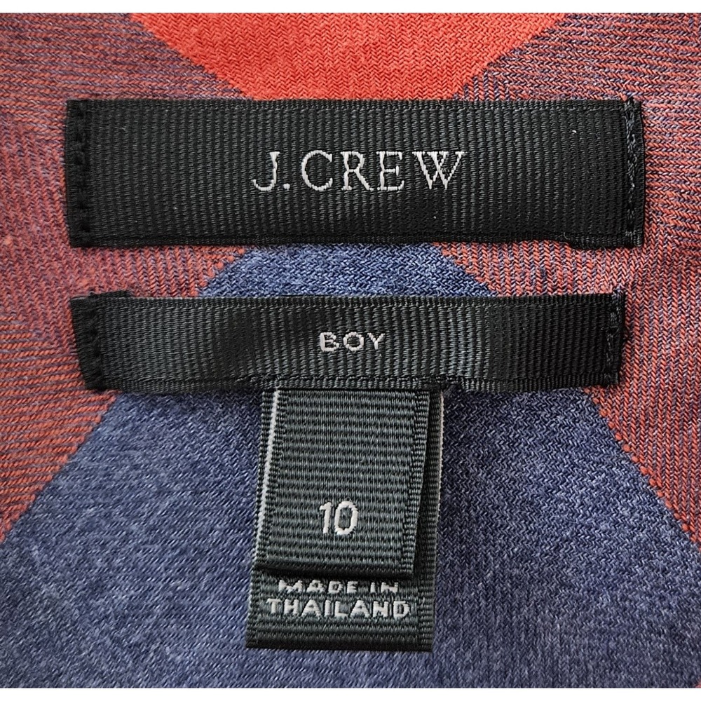 J.Crew Women's Size 10 Boy Red Blue Checkered‎ Button Up Outdoor Long Sleeve - Picture 2 of 5